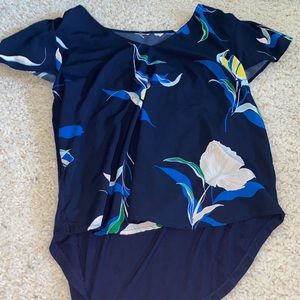 Navy floral blouse